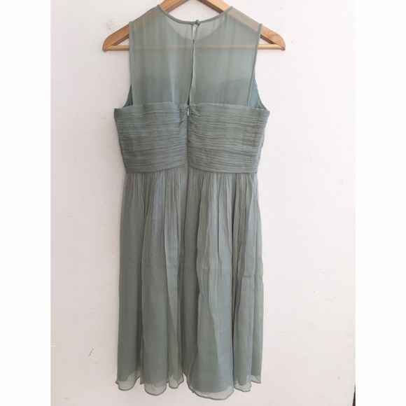 J. Crew Clara Chiffon Dusty Green Shale Dress Size 8P - Picture 5 of 8